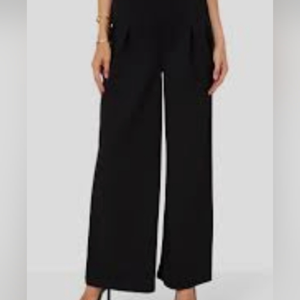 Nina Leonard Elegant Black Wide-Leg Trousers